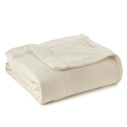 Organic Woven Blanket – Fairtrade Cotton Throw | Breathable, Medium Weight, Machine Washable