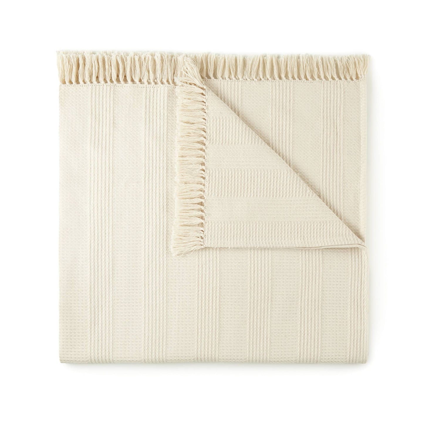 Organic Cotton Throw – Lightweight Soft Cotton Blanket with Tassels, Hypoallergenic