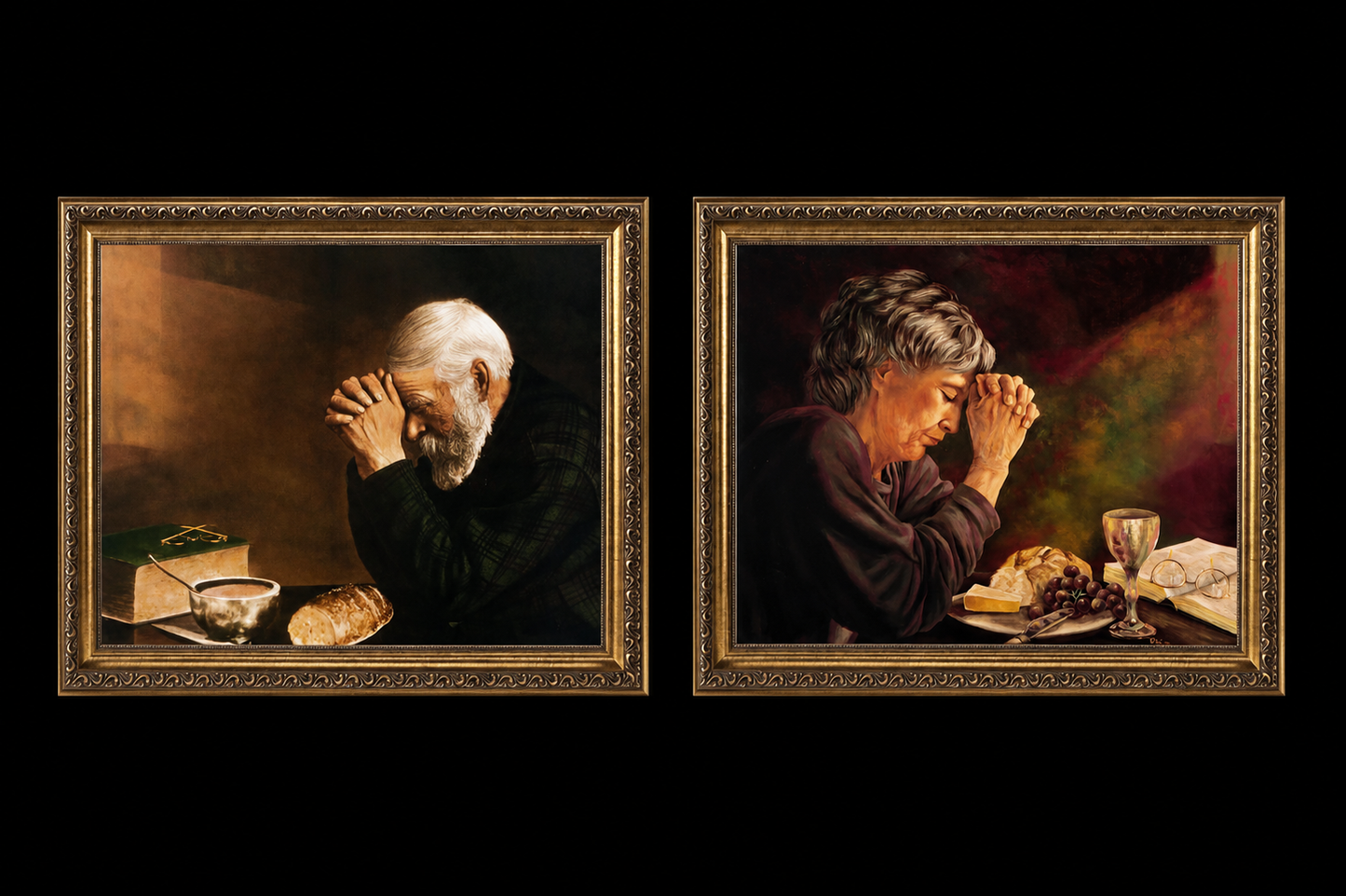 SET - Daily Bread Man + Woman - Gold Framed 8x10
