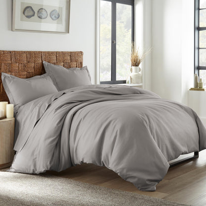 Organic Cotton Duvet Cover - 300 Thread Count Soft Breathable Bedding Set with Button Closure