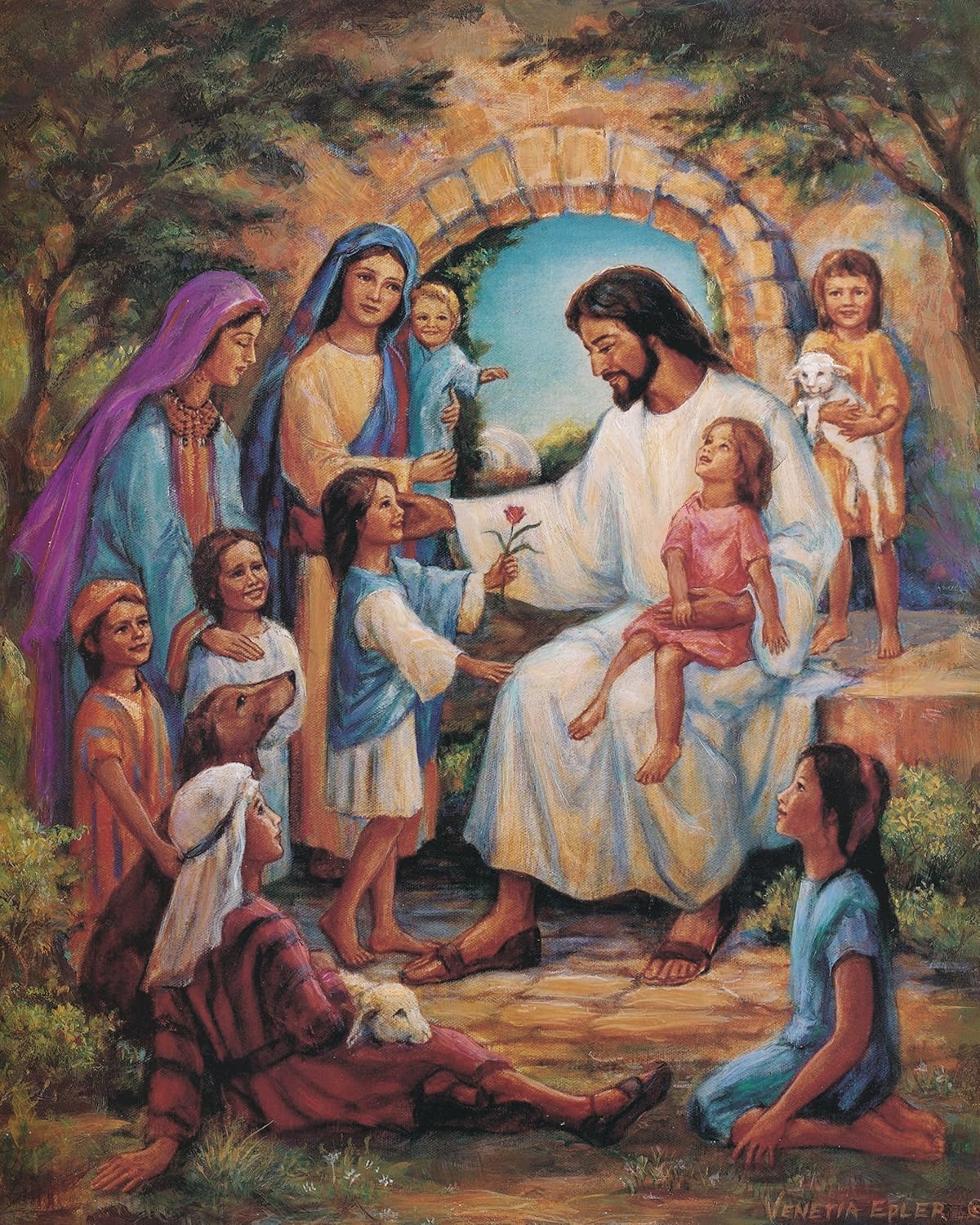 Jesus Loves All The Little Children of the World Religious Art Print 16x20" They are precious in His sight!