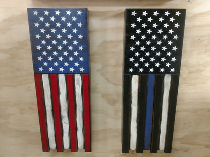 Long Slim “Half” American Flag Wooden Gun Storage Case
