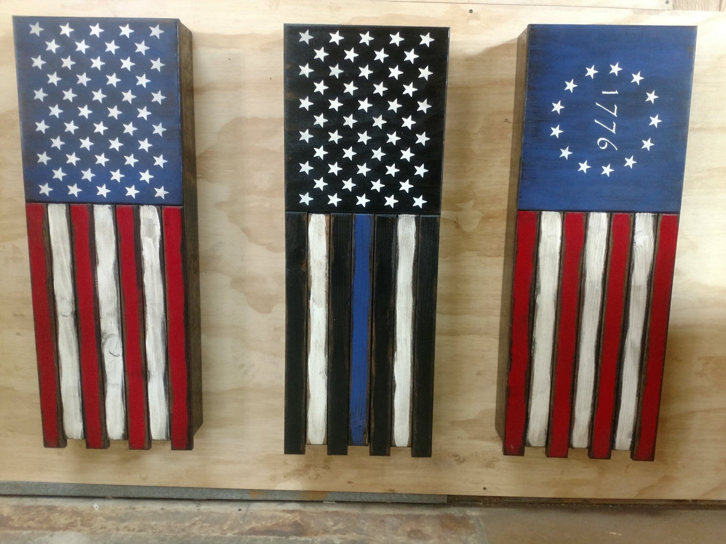 Long Slim “Half” American Flag Wooden Gun Storage Case