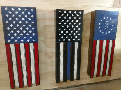 Long Slim “Half” American Flag Wooden Gun Storage Case