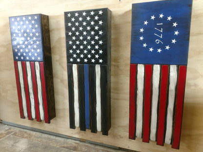 Long Slim “Half” American Flag Wooden Gun Storage Case
