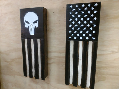 Long Slim “Half” American Flag Wooden Gun Storage Case