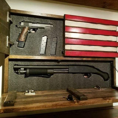 Small 2 Compartment Gun Case - Half Flag & Half Logo Designs