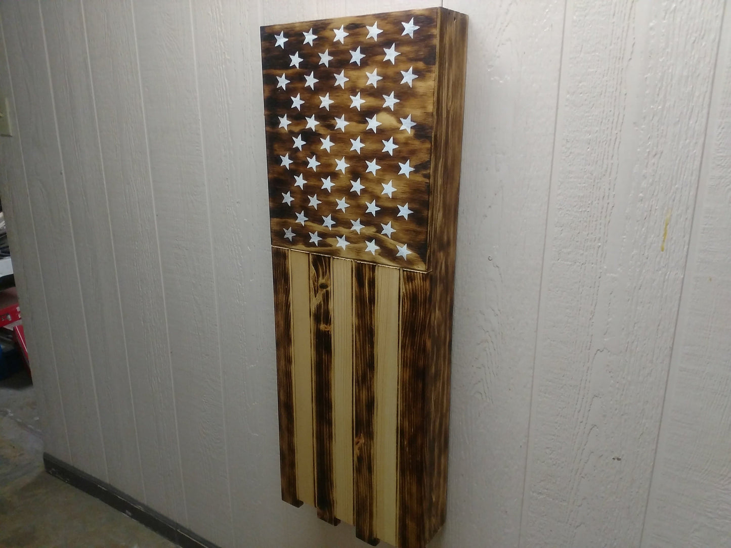 Long Slim “Half” American Flag Wooden Gun Storage Case