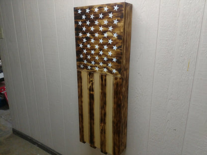 Long Slim “Half” American Flag Wooden Gun Storage Case