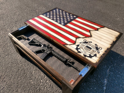 Rustic American Flag Gun Storage Coffee Table