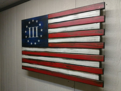 Deluxe 3 Compartment Gun Concealment Case (Traditional American Flag Designs)