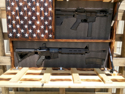 Deluxe 3 Compartment Gun Concealment Case (Traditional American Flag Designs)