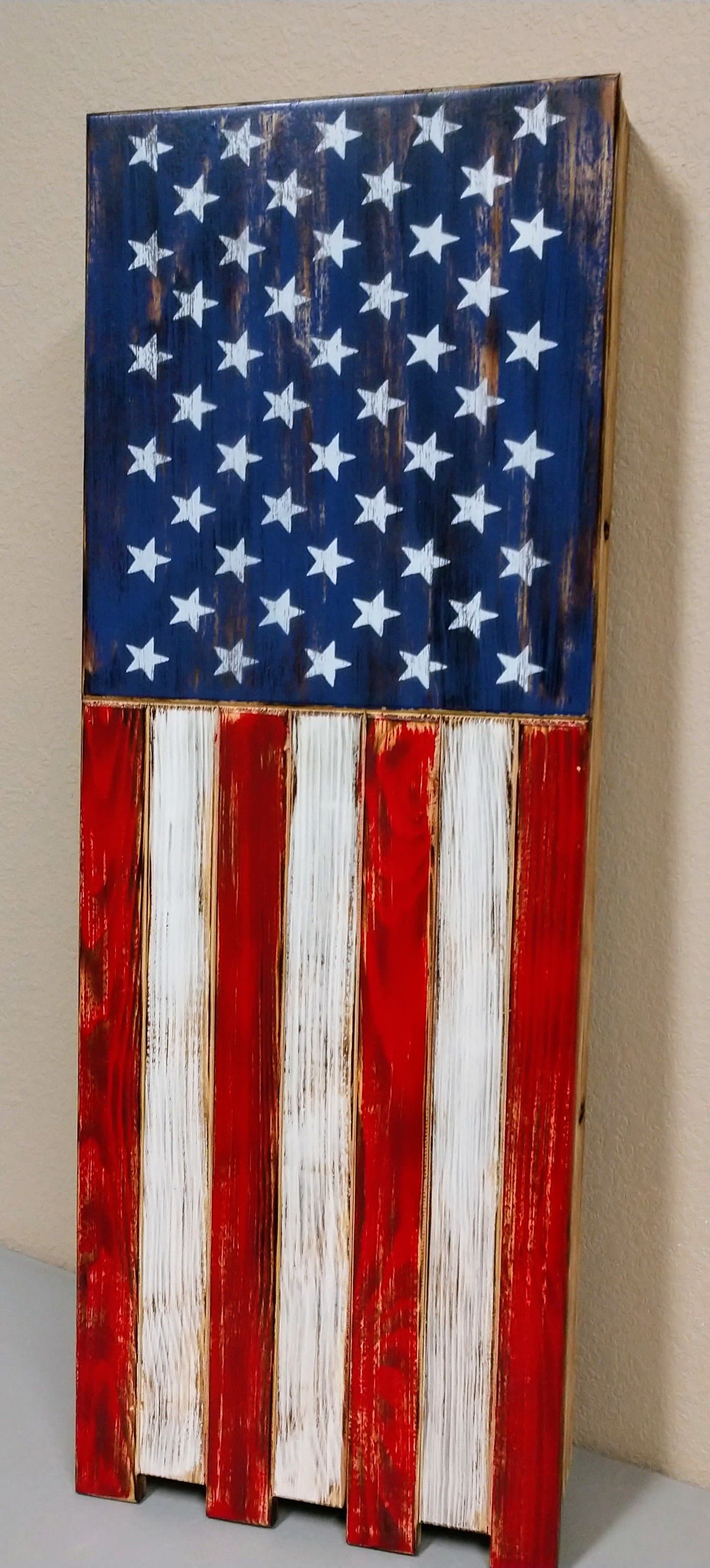 Long Slim “Half” American Flag Wooden Gun Storage Case