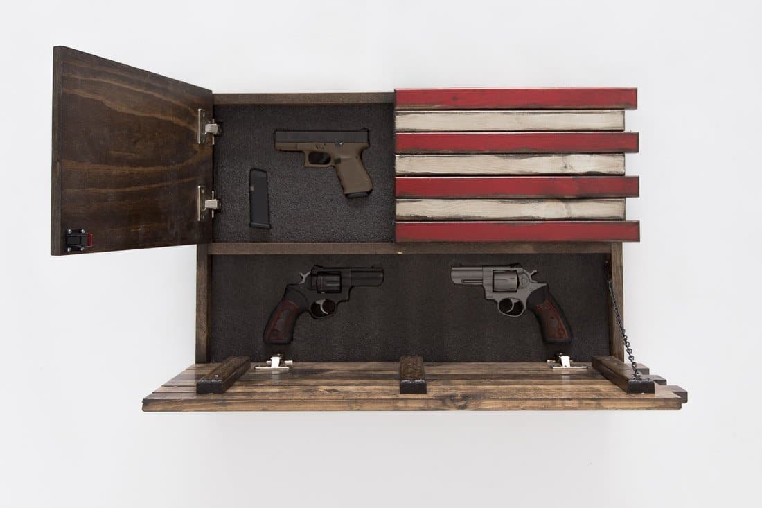 Small 2 Compartment Gun Case - Half Flag & Half Logo Designs
