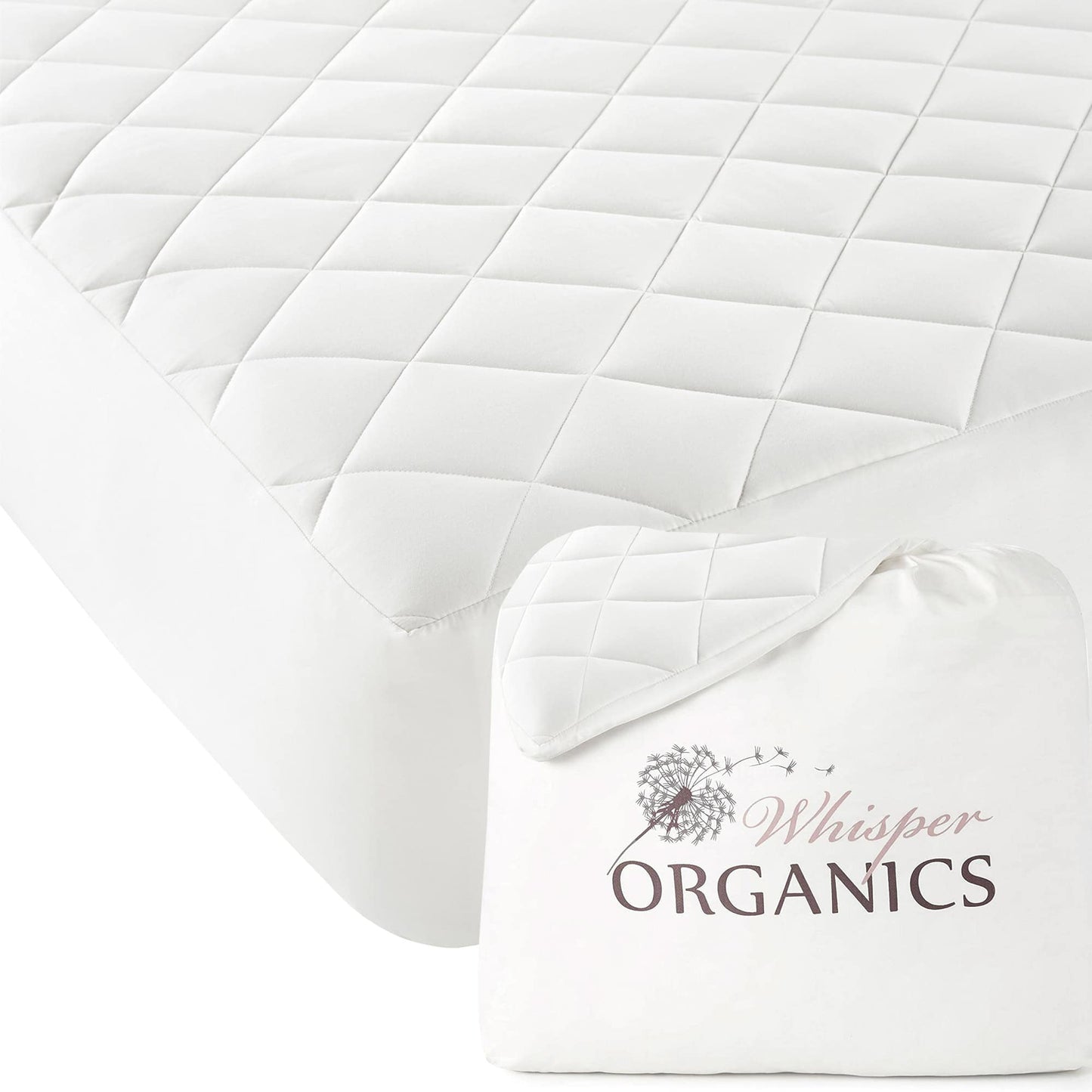Organic Cotton Mattress Pad | Luxury Quilted Deep Pocket Protector - Hypoallergenic & Cooling
