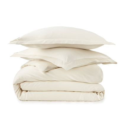 Organic Cotton Duvet Cover - 300 Thread Count Soft Breathable Bedding Set with Button Closure