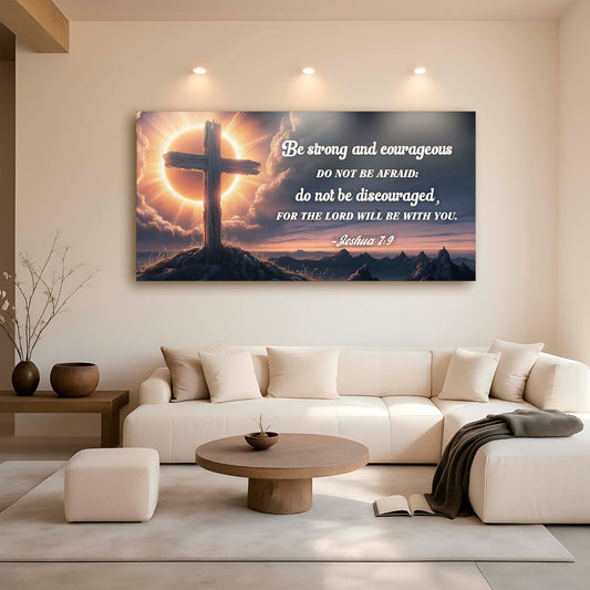 Faith Wall Sign - Joshua 1:9 Scripture Art | Personalized Canvas, Ready to Hang
