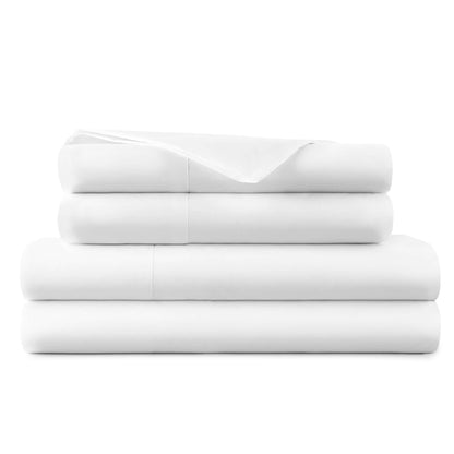 270 TC Percale Sheets - Organic Cotton Percale Sheet Set with Picoting Embroidery