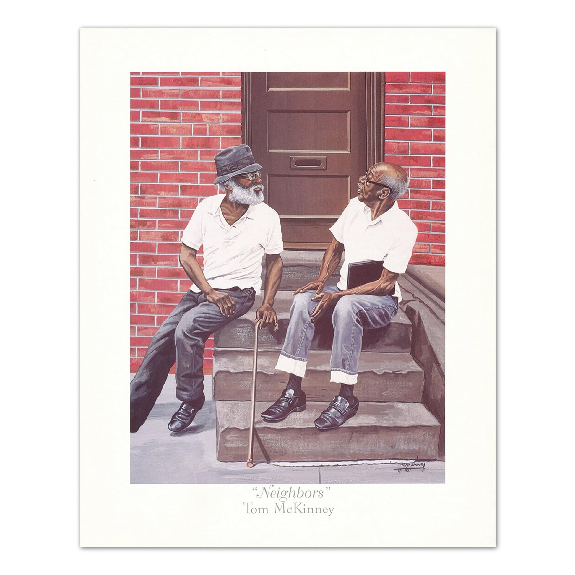 African American Neighbors by Tom McKinney Old Men Sitting On Steps Wall Picture Art Print 16x20