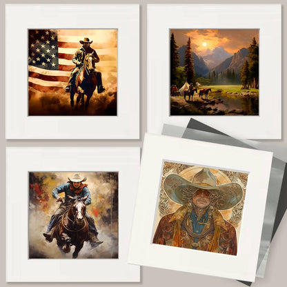 Cowboy Cat Dude - Wall Art Print - Coastal Cowgirl  8"x10" Artwork - 11"x14" Mat