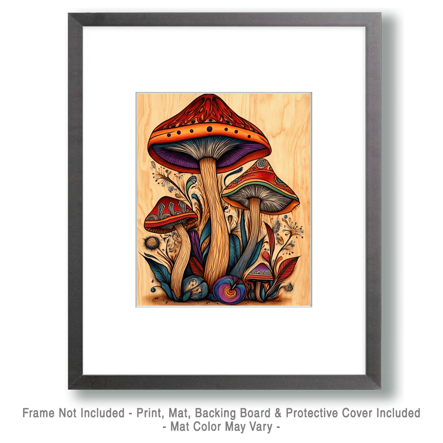60's Shroom Art - Mushroom Art Prints - 8"x10" Art Print for 11"x14" Frame
