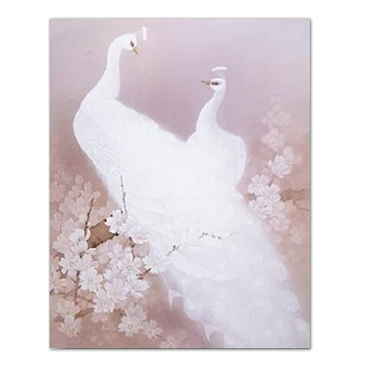Peacocks Exotic Birds & Flower Wall Picture Art Print
