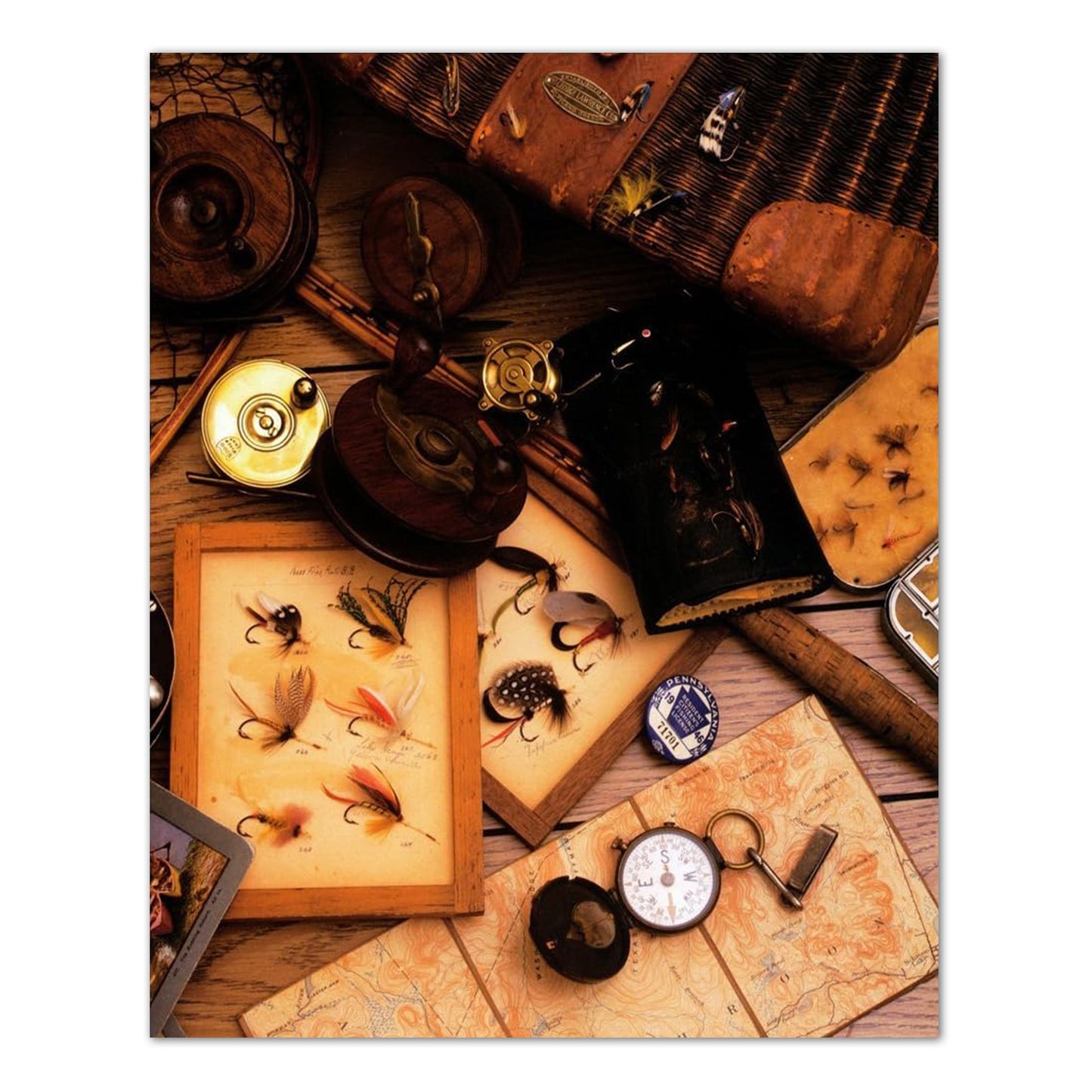 Fly Fishing Reel and Old Wood Lure # 1 Wall Picture Art Print