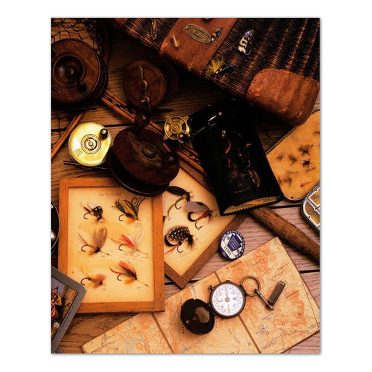 Fly Fishing Reel and Old Wood Lure # 1 Wall Picture Art Print