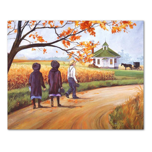 Amish School Horse Buggy Girls Wall Picture 16x20 Art Print