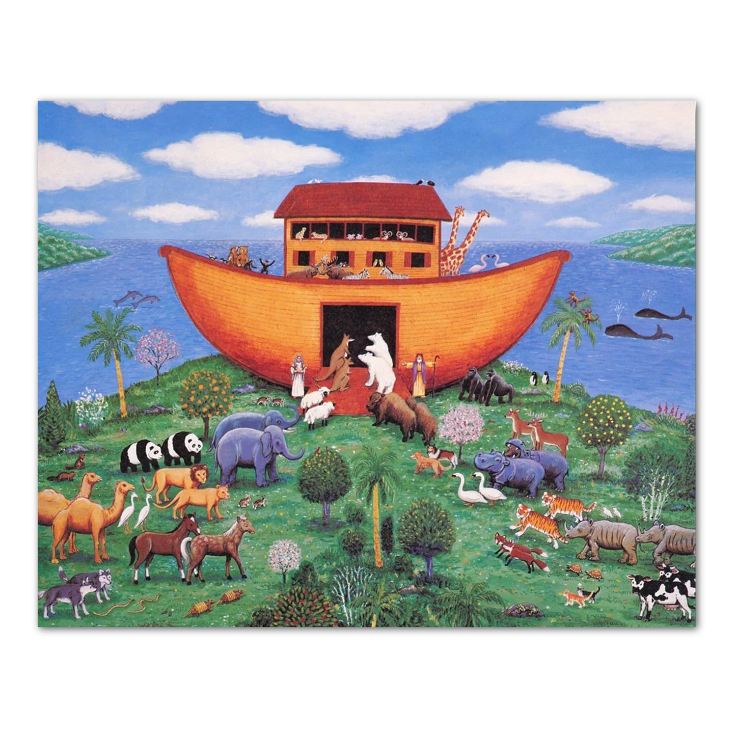 Noah's Ark & Animal Pairs Kids Room Bible Story Art Print 16x20 Great Gift IDEA