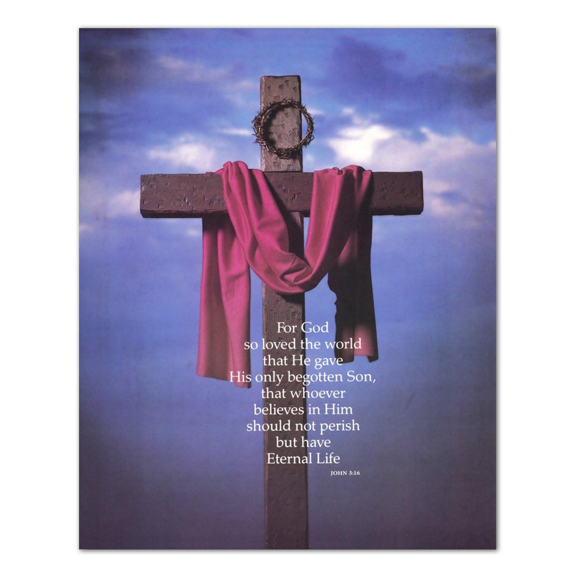 Cross Sash Crown of Thorns John 3:16 Religious Wall Picture 8x10 Art Print
