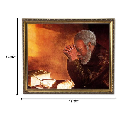 African American Black Daily Bread Man Praying Grace Religious Wall Picture 8x10 Art Print (with Frame Options)