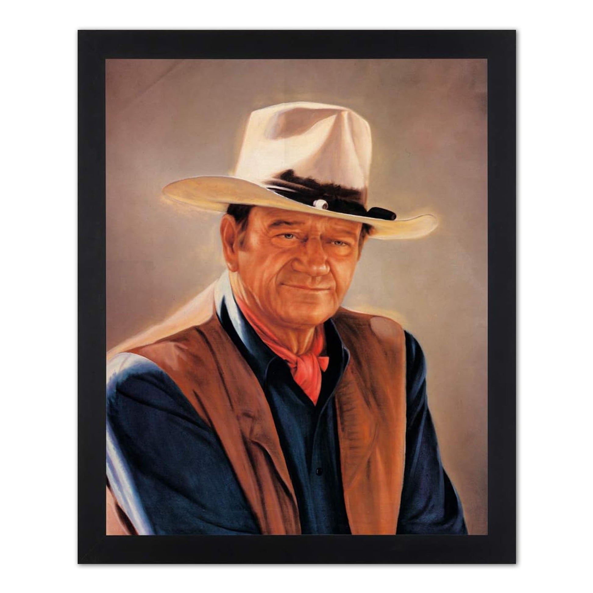 John Wayne Duke Portrait Western Home Decor Wall Picture Black Framed Art Print