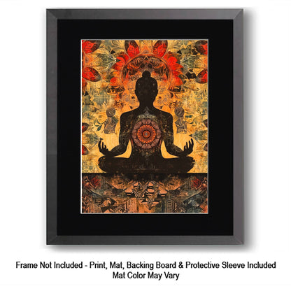 Batik Buddha - Zen Art for Meditation Home Decor Wall Art Prints – 8″x10″ Artwork – 11″x14″ Matte