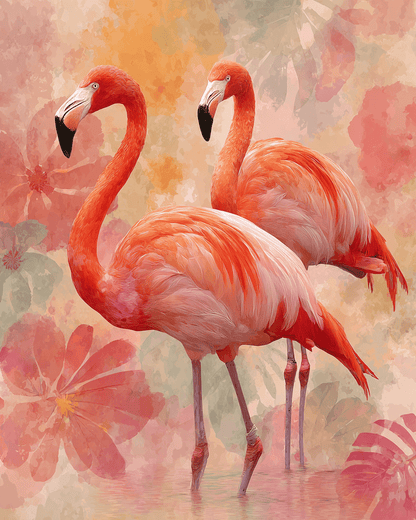 Art Nouveau Flamingo - Zoo Animals - Biophilic Wildlife Art Print - 8"x10" Artwork for 11"x14" Frame
