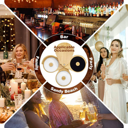 Tier Bar Glass Rimmer Bamboo Wood Sugar Salt Box with Sponge