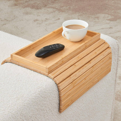 Bamboo Couch Cup Holder Arm Tray for Snack and Phone