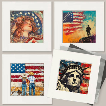 Folk Guitar - American USA Patriotic Wall Art Prints - 8"x10" Art Print for 11"x14" Frame