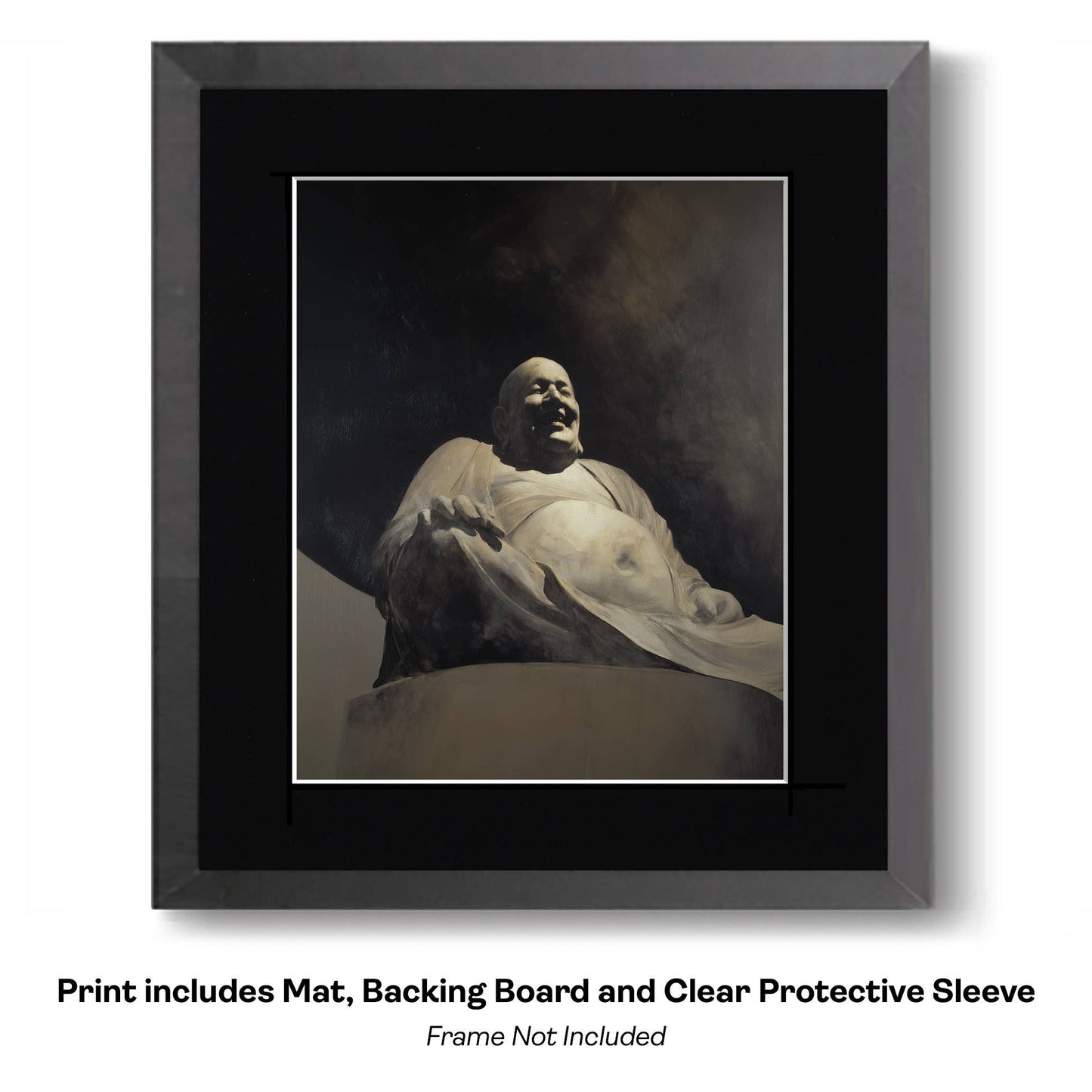 Buddha Mural - Zen Art for Meditation Home Decor Wall Art Prints – 8″x10″ Artwork – 11″x14″ Beveled Mat