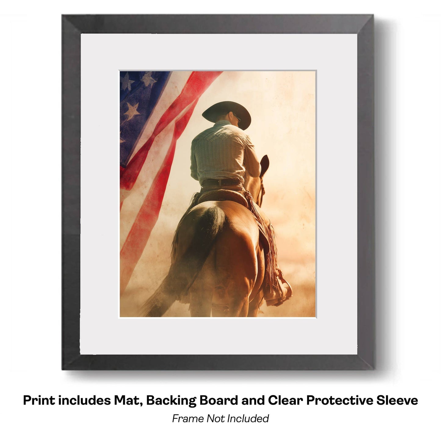 American Life- Cowboy Riding His Horse To The Barn - Americana Country Life Art Prints - 8"x10" Artwork for 11"x14" Frame