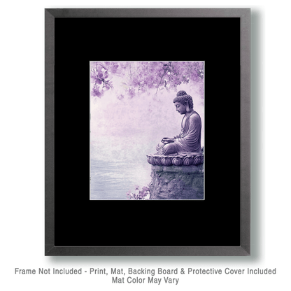 Lavender Buddha - Zen Art for Meditation Home Decor Wall Art Prints – 8″x10″ Artwork – 11″x14″ Matte