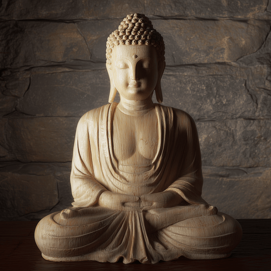Alabaster Buddha - Zen Art for Meditation Home Decor Wall Art Prints – 8″x10″ Artwork – 11″x14″ Beveled Mat