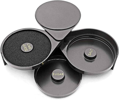 Tier Bar Glass Rimmer Bamboo Wood Sugar Salt Box with Sponge