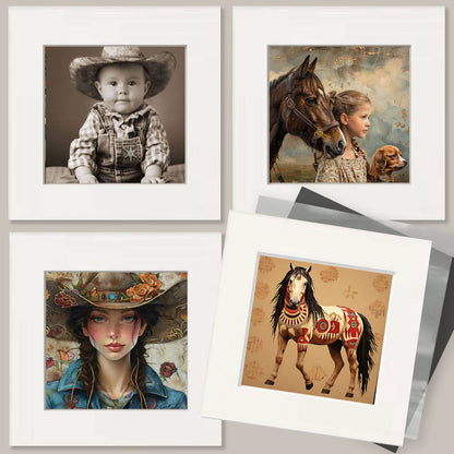 Cowboy Cat Dude - Wall Art Print - Coastal Cowgirl  8"x10" Artwork - 11"x14" Mat