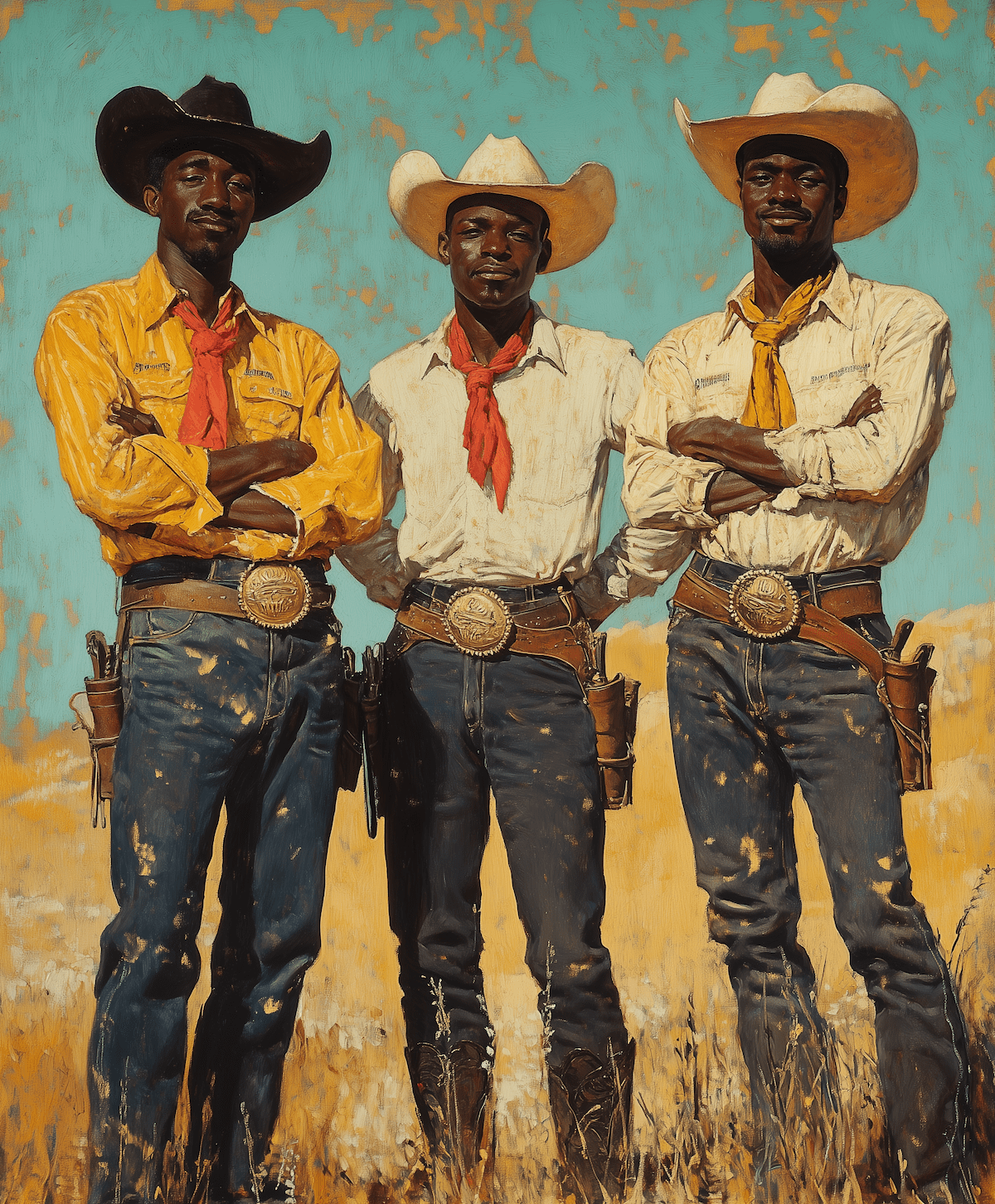 Handsome Cowboy Trio - Cowboy Western Art Prints 8"x10" Artwork