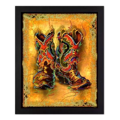 Western Rodeo Cowboy Boots Contemporary Wall Picture Art Print (with Frame Options)