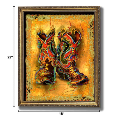 Western Rodeo Cowboy Boots Contemporary Wall Picture Art Print (with Frame Options)