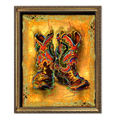 Western Rodeo Cowboy Boots Contemporary Wall Picture Art Print (with Frame Options)