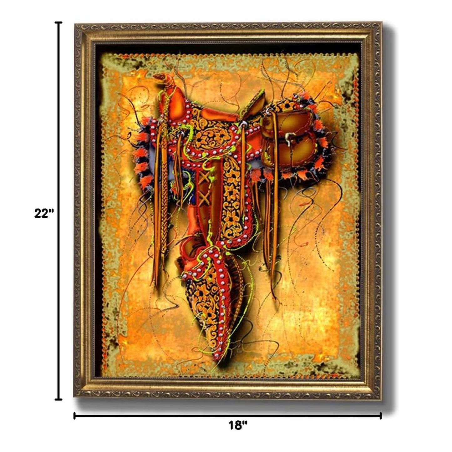 Western Rodeo Cowboy Saddle Contemporary Wall Picture Art Print (with Frame Options)