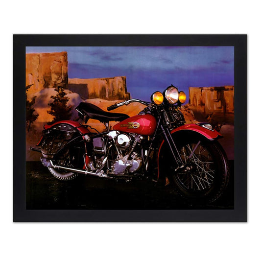 Harley Davidson Heritage Motorcycle Picture Black Framed Art Print